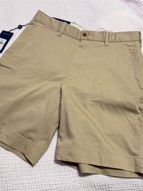 Ralph Lauren Tan Flat-Front Cotton Shorts